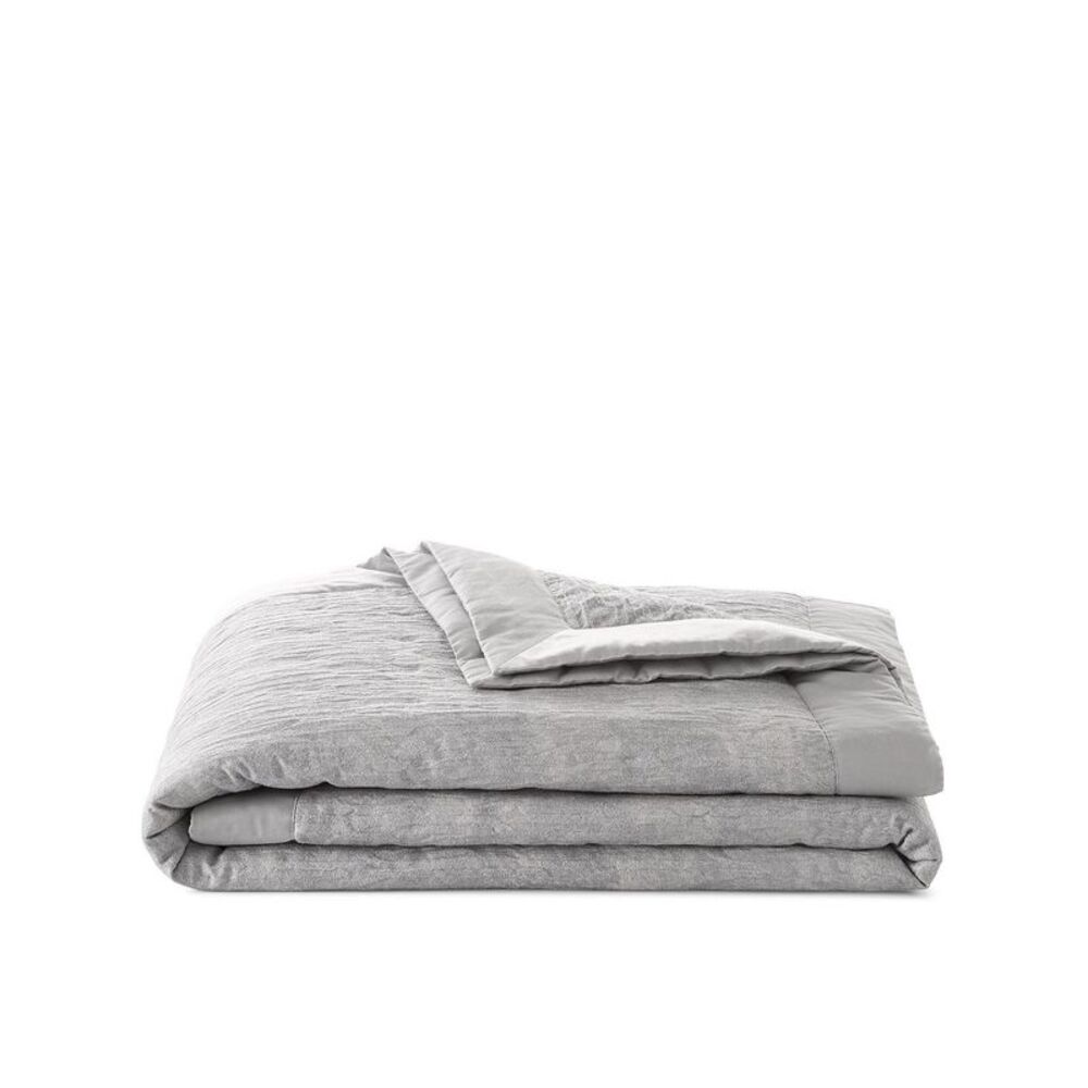Hudson Park Collection Rippled Texture King Coverlet Silver - NWT $525